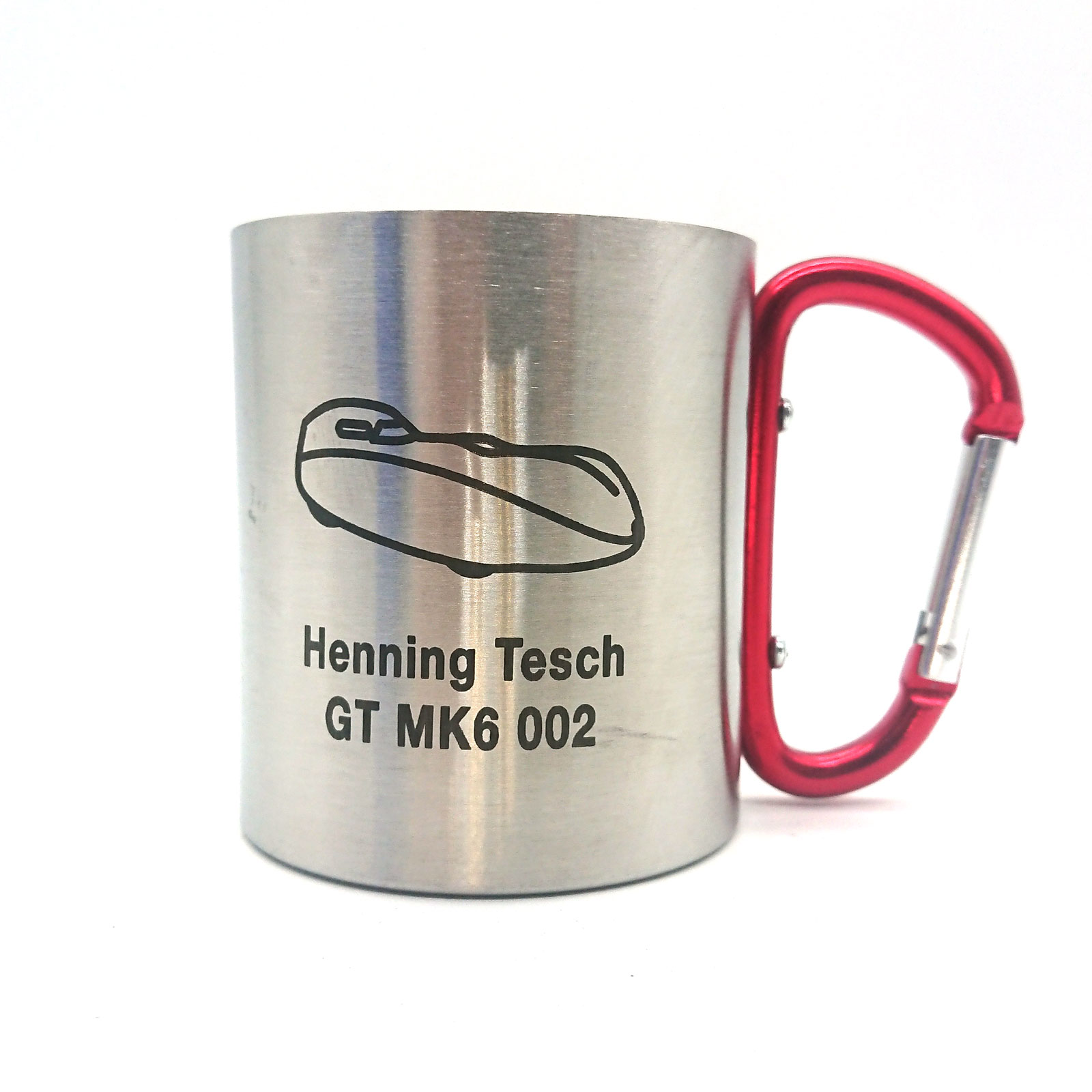 Personalised Stainless Steel Drinking Cup with Carabiner